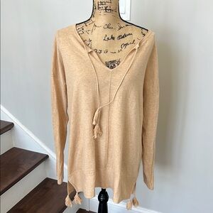 Lilly Pulitzer XL Tan Knit Sweater with Tassels